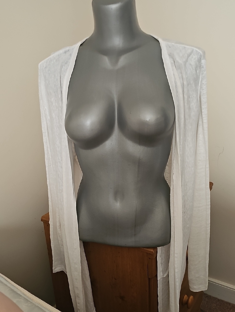 Lightweight White Open-Front Women's Cardigan